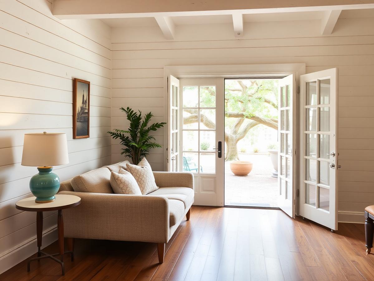 Living room of The Seville, a two-bedroom vacation rental near Seville Square in Pensacola